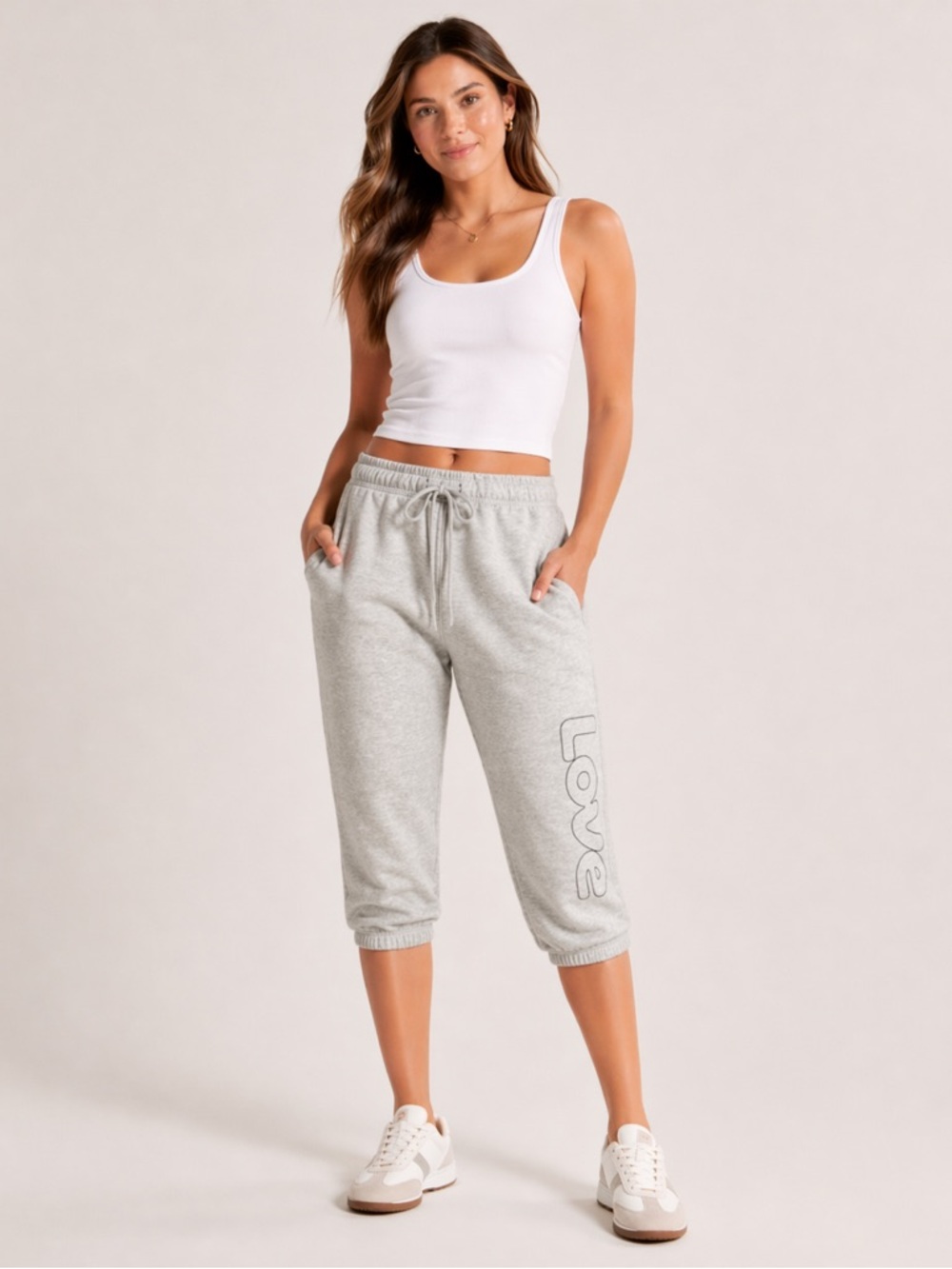 Mossimo‎ Supply Co. light gray LOVE crop joggers size XL - barely worn